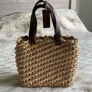 Express Y2K Straw Mini Handbag with Leather Straps